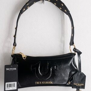 True Religion Black and Gold Shoulder Bag